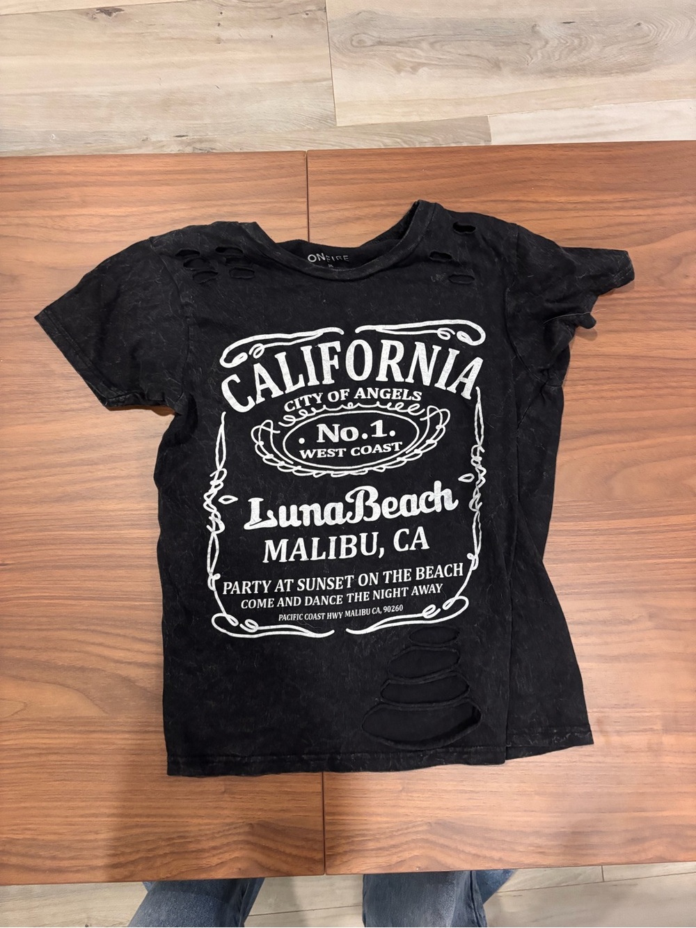On Fire Black Tee with White Graphic